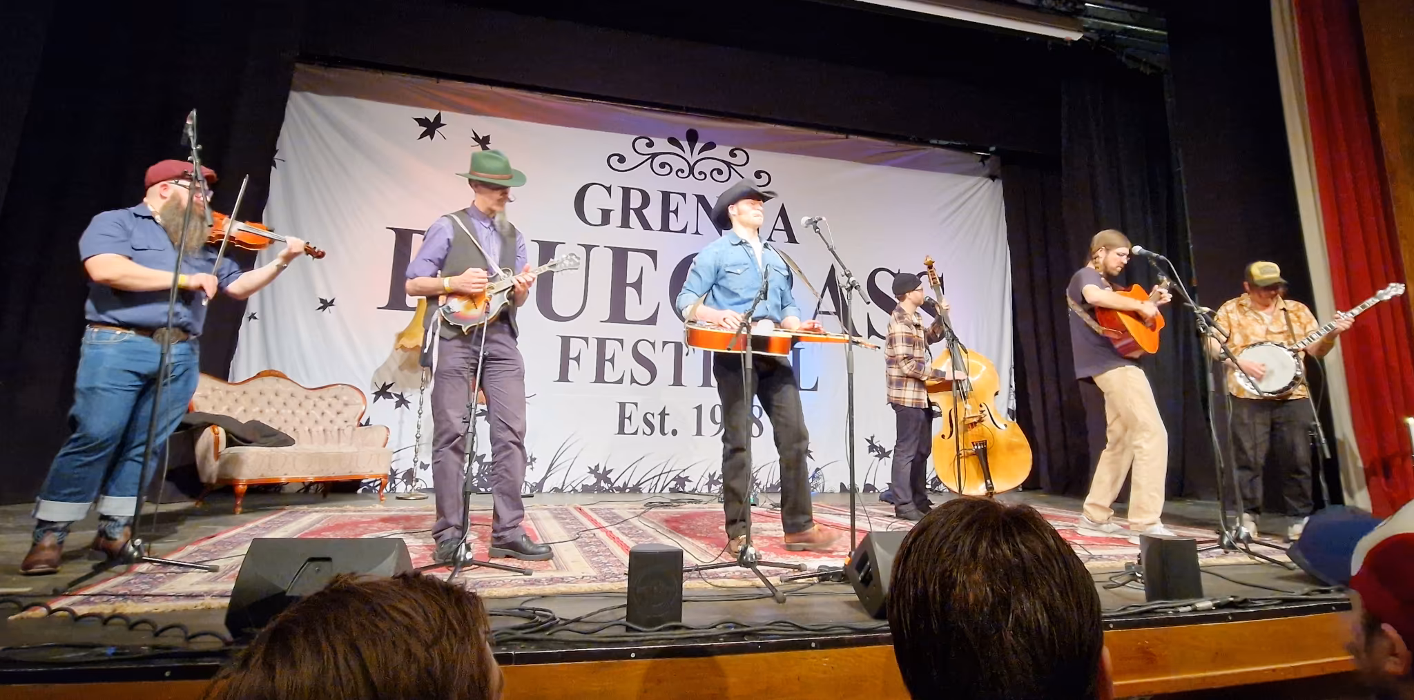 Crow Mountain Grass Gang on Stage at Grenna Wintergrass 2026.